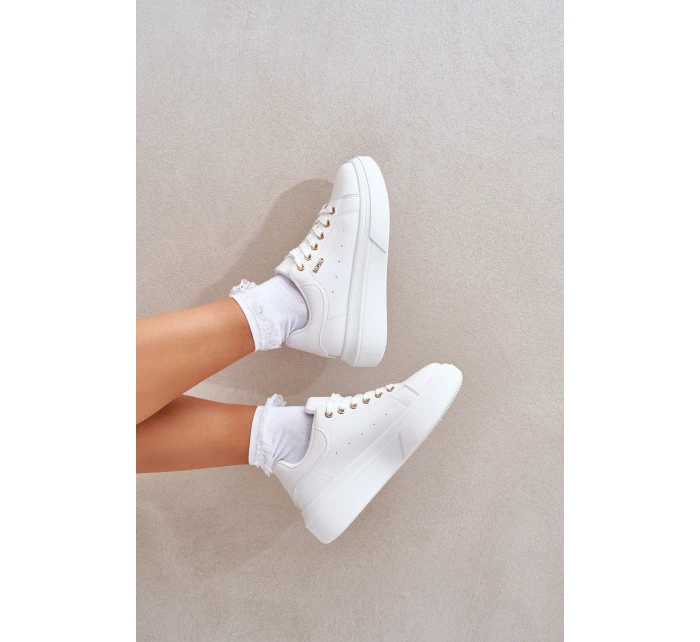 Dámské Tenisky Na Platformě Eko Kůže Bílé Lelandine