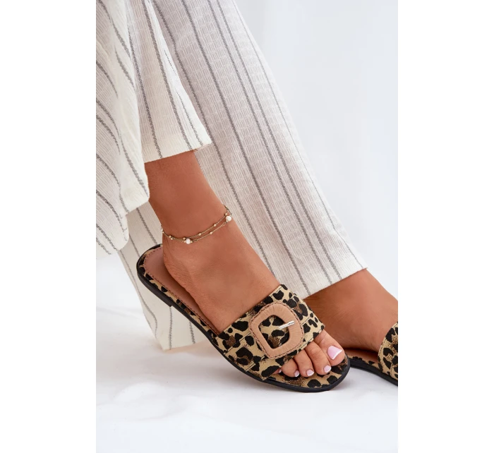 Plné Dámské Pantofle S Ozdobnou Přezkou Leopard Clariola Plné Dámské Pantofle S Ozdobnou Přezkou Leopard Clariola