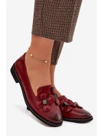 Dámské polobotky na plochém podpatku s ozdobnými květinami Bordó model 22031747 - Boto