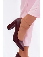 Lodičky na podpatku z eko kůže model 22091805 bordó - SERGIO LEONE