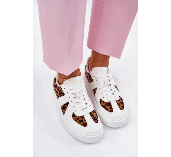 Dámské tenisky s panterím vzorem na platformě – bílé Nativira Dámské tenisky s panterím vzorem na platformě – bílé Nativira