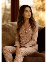 Dámské pyžamo Smile 4 model 21915150 Tmavě béžová vzor - Cornette Dámské pyžamo Smile 4 model 21915150 Tmavě béžová vzor - Cornette