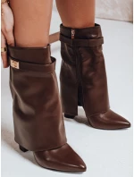 Dámské kozačky na jehlovém podpatku s širokým svrškem hnědé FashionStreet ZY1117