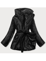 Černá dámská bunda - kožíšek s límcem (GSQ2166)