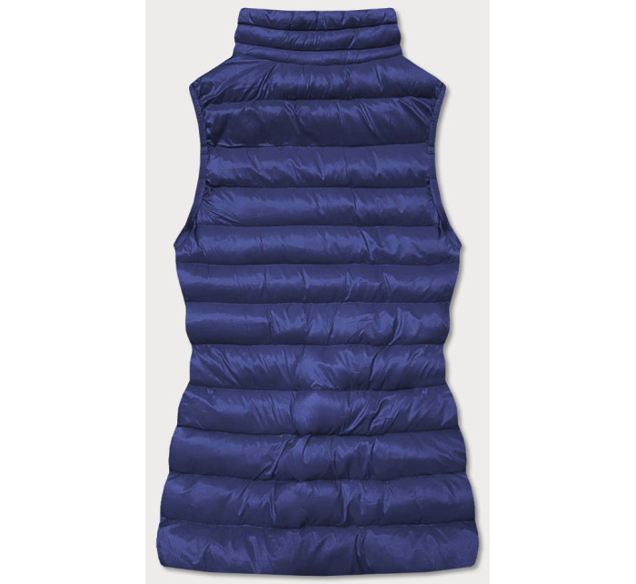 Tmavě modrá krátká dámská prošívaná vesta (23077-221)
