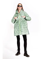 Dámská prošívaná oversize bunda v mátové barvě s kapucí model 20471209 - Ann Gissy Dámská prošívaná oversize bunda v mátové barvě s kapucí model 20471209 - Ann Gissy