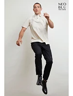 Unisex piqué polo z těžké bavlny dusty beige model 22442385 - NEOBLU Unisex piqué polo z těžké bavlny dusty beige model 22442385 - NEOBLU