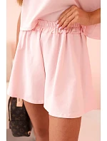 Dámský bavlněný komplet s širokými šortkami pudrově růžová