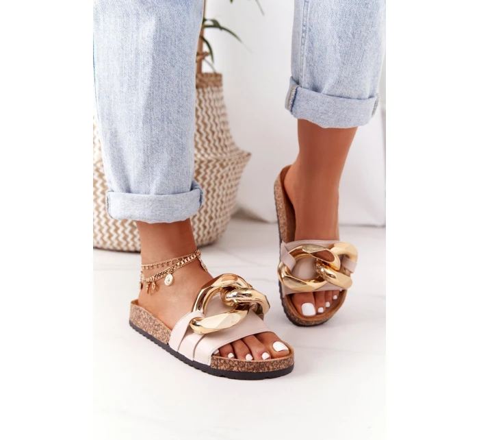 Nazouváky Na Korkové Podrážce S řetízkem Béžové model 21558029 - Boto Nazouváky Na Korkové Podrážce S řetízkem Béžové model 21558029 - Boto