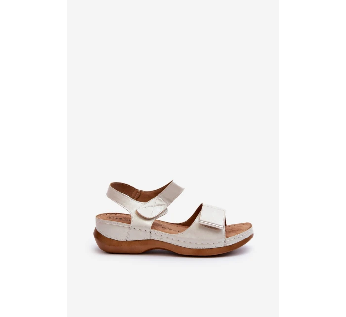 Pohodlné Dámské Sandály Na Suchý Zip Stříbrné Iphiope