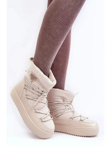 Dámské boty do sněhu na platformě se šněrováním v béžové barvě Dámské boty do sněhu na platformě se šněrováním v béžové barvě