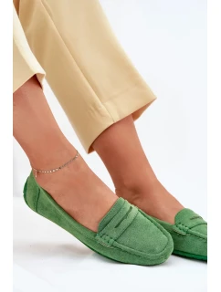 Dámské semišové mokasíny model 21834421 – zelené - Kesi