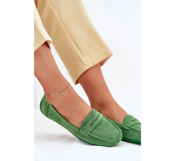 Dámské semišové mokasíny Lenvie – zelené