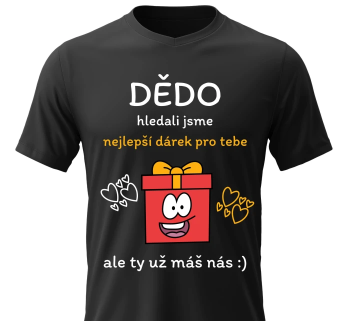 Pánské bavlněné tričko s potiskem - NEJLEPŠÍ DÁREK PRO DĚDU - černé Pánské bavlněné tričko s potiskem - NEJLEPŠÍ DÁREK PRO DĚDU - černé