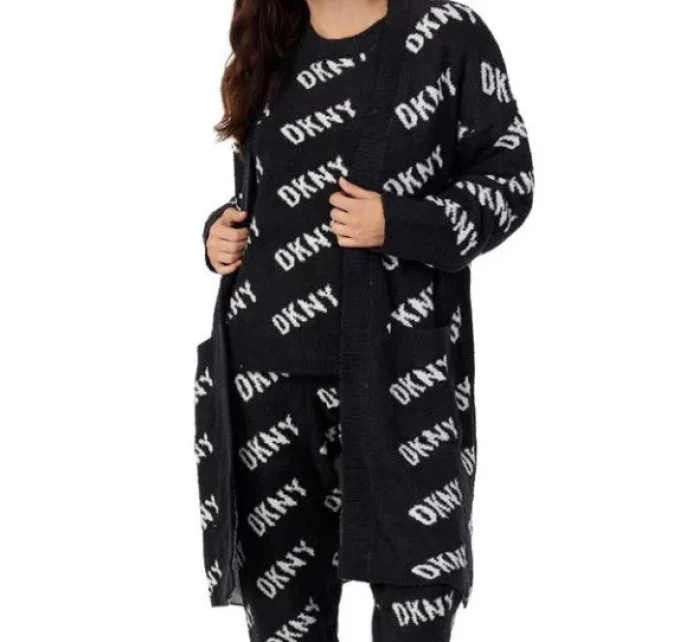 Dámský župan cardigan model 17865213 019 černá/bílá - DKNY