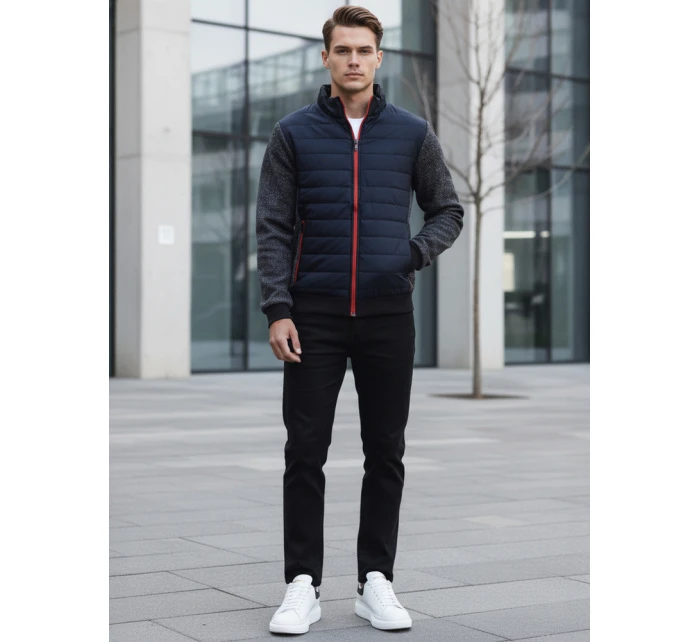 Pánská přechodná prošívaná bunda tmavě modrá FashionStreet TX4397