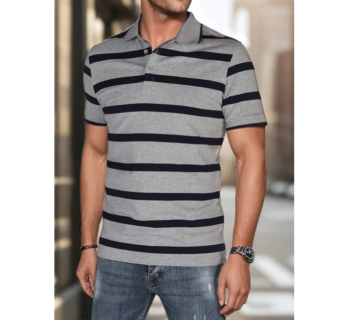 Pánská pruhovaná polokošile světle šedá FashionStreet PX0646