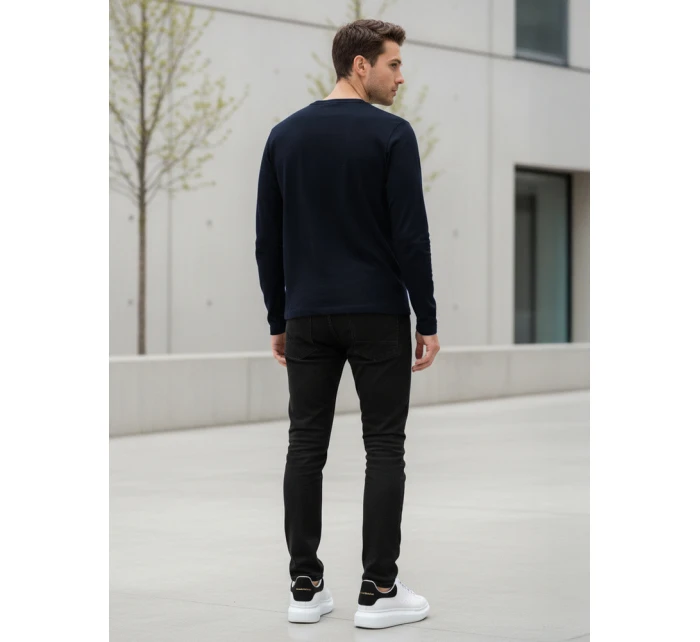 Pánské tmavě modré tričko FashionStreet s dlouhým rukávem LX0580 Pánské tmavě modré tričko FashionStreet s dlouhým rukávem LX0580
