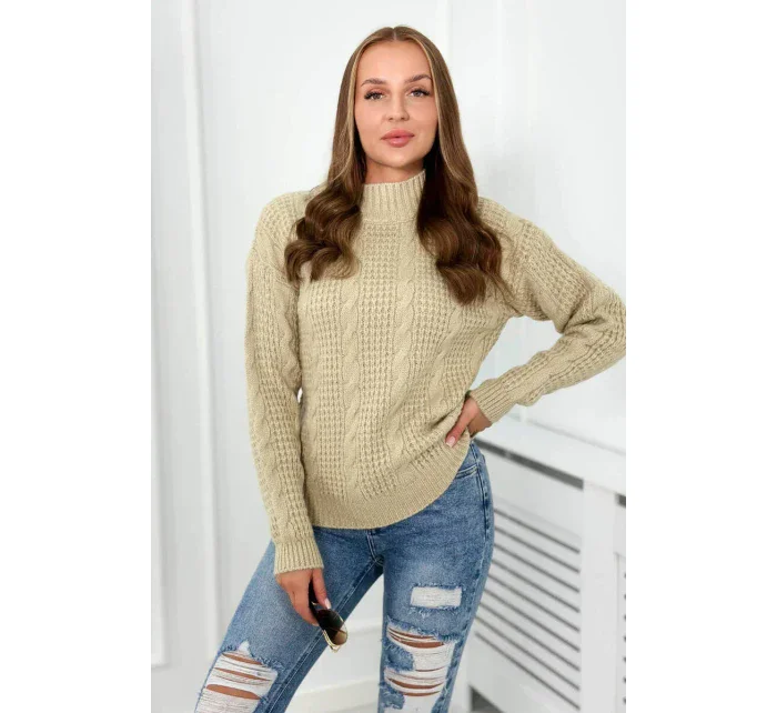 Svetr model 18966168 přes hlavu světle béžová - K-Fashion