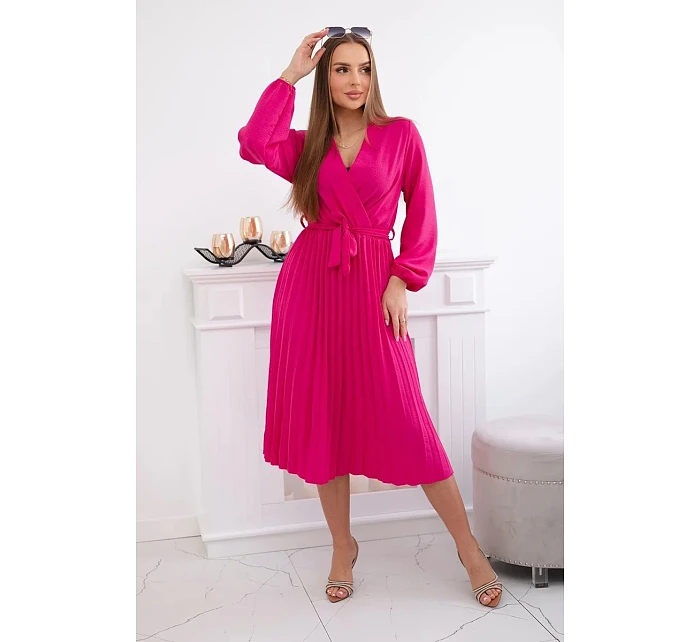 Šaty se svázaným plisovaným lemem fuchsie Šaty se svázaným plisovaným lemem fuchsie