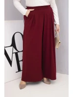 Dámské bavlněné kalhoty Plus Size s širokými nohavicemi a volným střihem bordové Dámské bavlněné kalhoty Plus Size s širokými nohavicemi a volným střihem bordové