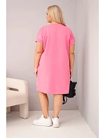 Dámské šaty Plus Size s krátkým rukávem a kapsami růžová