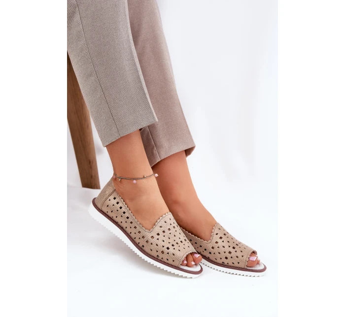 Kožené baleríny s   Zlaté model 21691621 - S.Barski