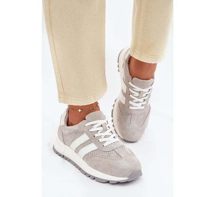 Dámské tenisky z pravé semišové šedé model 22069511 - EVENTO Dámské tenisky z pravé semišové šedé model 22069511 - EVENTO