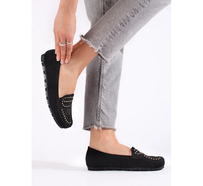 Pohodlné mokasíny dámské černé bez podpatku Pohodlné mokasíny dámské černé bez podpatku