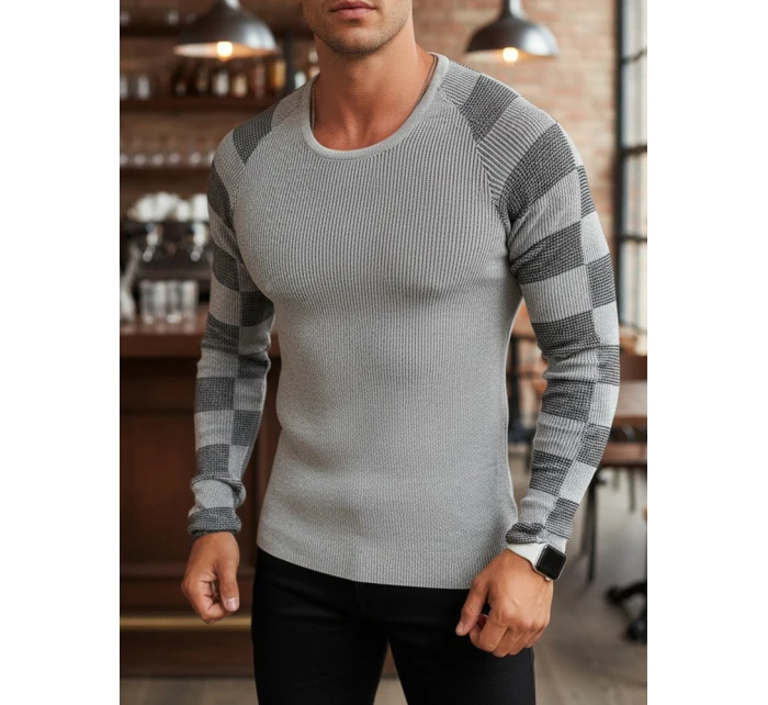 Pánský svetr přes hlavu ecru FashionStreet WX1636