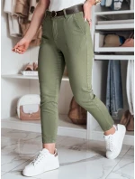 Dámské kalhoty slim fit s páskem TAIRONIK khaki FashionStreet UY2547