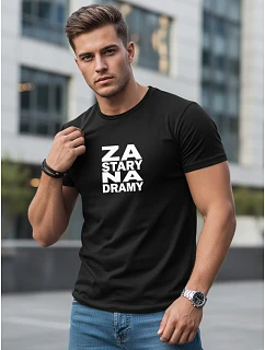 Pánské bavlněné tričko s nápisy černé FashionStreet NX0112R