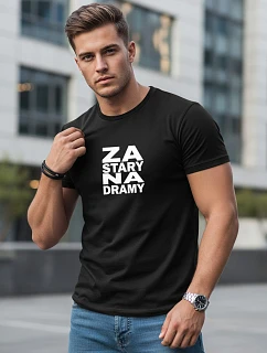 Pánské bavlněné tričko s nápisy černé FashionStreet NX0112R