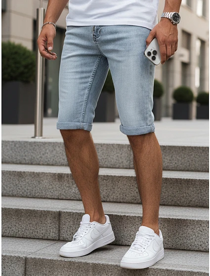 pánské džínové šortky s lemem modré FashionStreet SX2615