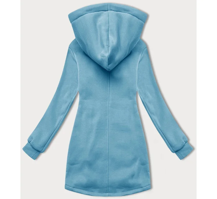Světle modrá rozepínací dámská mikina z různých spojených materiálů LHD (AMG-165)