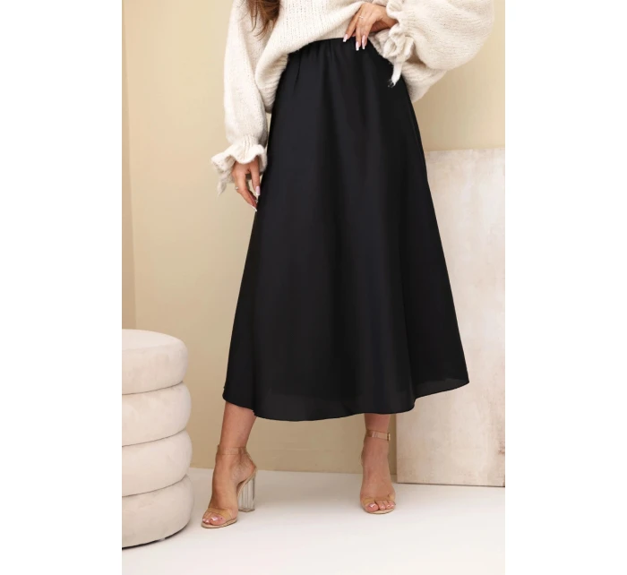 Dámská viskózová rozšířená sukně černá