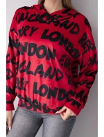 Dámská oversize mikina s kapucí a potiskem červená