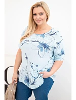 Dámská bavlněná halenka Plus Size s krátkým rukávem a kapsou modrá Dámská bavlněná halenka Plus Size s krátkým rukávem a kapsou modrá