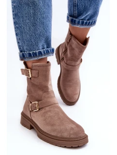 Dámské boty s nízkým podpatkem s klíny tmavě béžové Bliggore