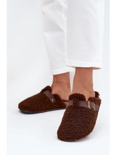 Dámské pantofle s kožešinou typu beránek Hnědé Lorivine
