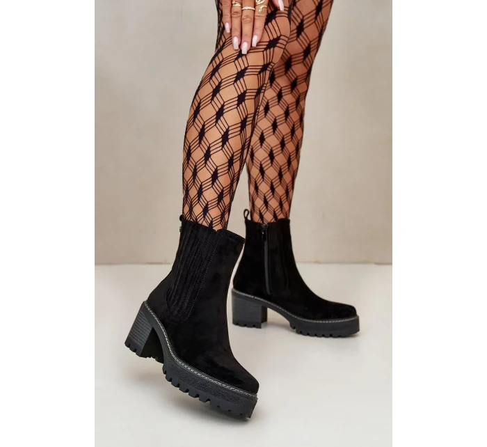 Dámské Kotníkové Boty Na Podpatku Z Eko Semiše Zateplené Černé Nevitas Dámské Kotníkové Boty Na Podpatku Z Eko Semiše Zateplené Černé Nevitas