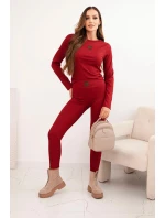 Dámská bavlněná souprava s dlouhým rukávem a legínami bordó Dámská bavlněná souprava s dlouhým rukávem a legínami bordó