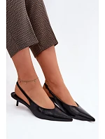 Lakované dámské sandály z umělé kůže na podpatku Černé Averelle