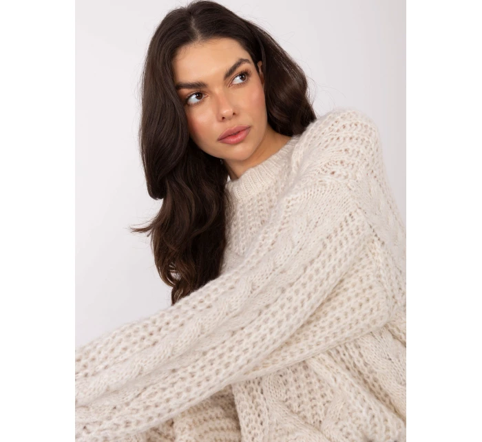 Sweter IN SW model 21789003 jasny beżowy - FPrice Sweter IN SW model 21789003 jasny beżowy - FPrice