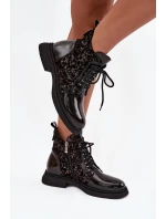 Lakované dámské botky D&A – černé, zateplené Lakované dámské botky D&A – černé, zateplené