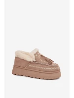 Dámské sněhule Ferayne na platformě s kožešinou a třásněmi – béžové