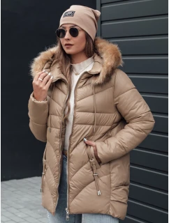 Dámská zimní bunda prošívaná s kapucí béžová model 21981009 - Dstreet