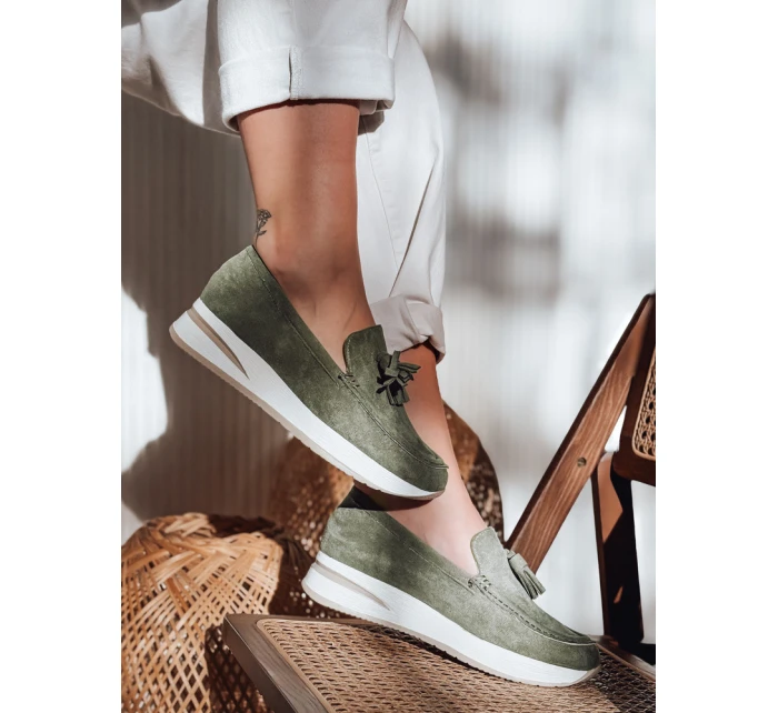Dámské mokasíny na lehkém podpatku MOCCKO green FashionStreet ZY0716