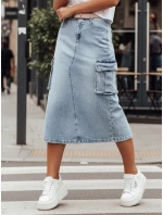 CARGOMIDI modrá midi džínová sukně FashionStreet CY0490