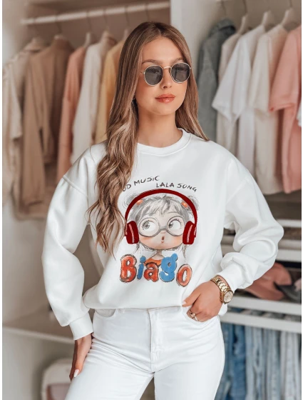 Dámská mikina s potiskem LALA VIBE bílá FashionStreet BY1504 Dámská mikina s potiskem LALA VIBE bílá FashionStreet BY1504